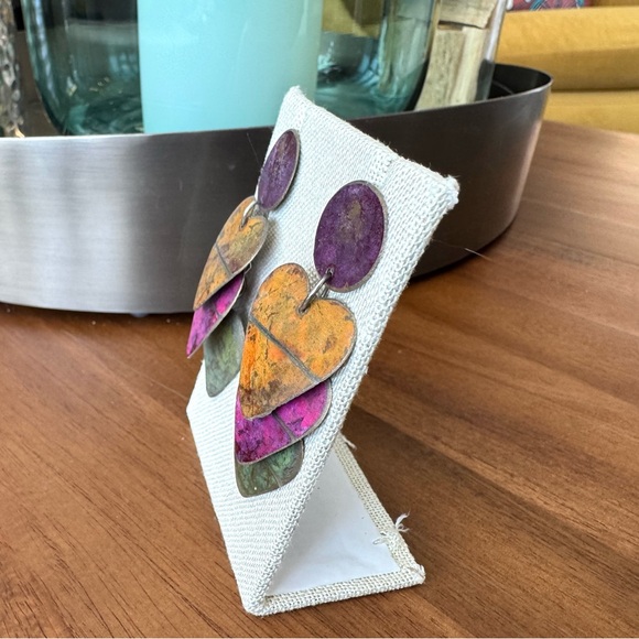 Vintage Multicolor Heart Drop Earrings - Picture 7 of 10